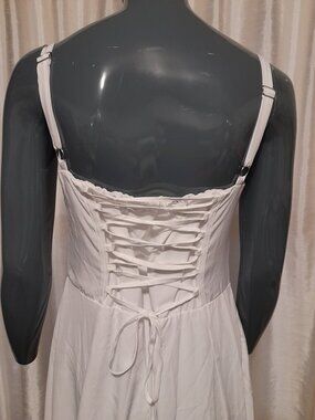 White Corset Midi Dress by Marthea Fairycore Cottagecore Milkmaid Size L